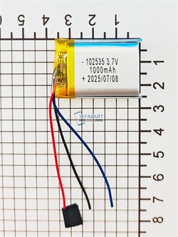 Аккумулятор 3.7v 1000mAh 3pin 3 провода 102535 Li-Pol универсальная аккумуляторная батарея 10x25х35 - фото 194706