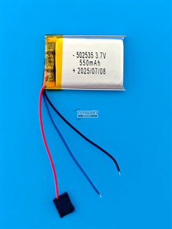 Аккумулятор 3.7v 550mAh 3pin 3 провода 502535 Li-Pol универсальная аккумуляторная батарея 5x25х35 - фото 194740