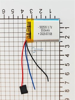 Аккумулятор 3.7v 550mAh 3pin 3 провода 502535 Li-Pol универсальная аккумуляторная батарея 5x25х35 - фото 194747