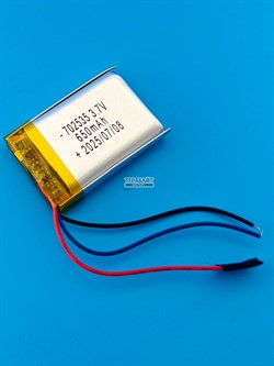 Аккумулятор 3.7v 650mAh 3pin 3 провода 702535 Li-Pol универсальная аккумуляторная батарея 7x25х35 - фото 194782