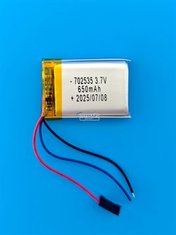 Аккумулятор 3.7v 650mAh 3pin 3 провода 702535 Li-Pol универсальная аккумуляторная батарея 7x25х35 - фото 194783