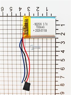 Аккумулятор 3.7v 700mAh 3pin 3 провода 802535 Li-Pol универсальная аккумуляторная батарея 8x25х35 - фото 194805