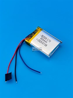 Аккумулятор 3.7v 800mAh 3pin 3 провода 902535 Li-Pol универсальная аккумуляторная батарея 9x25х35 - фото 194823