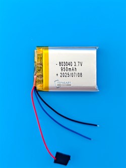 Аккумулятор 3.7v 950mAh 3pin 3 провода 803040 Li-Pol универсальная аккумуляторная батарея 8x30х40 - фото 194864