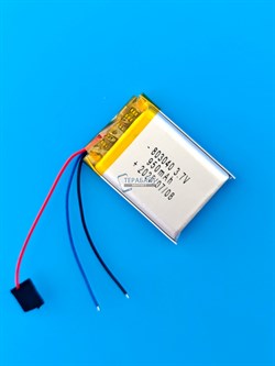 Аккумулятор 3.7v 950mAh 3pin 3 провода 803040 Li-Pol универсальная аккумуляторная батарея 8x30х40 - фото 194866
