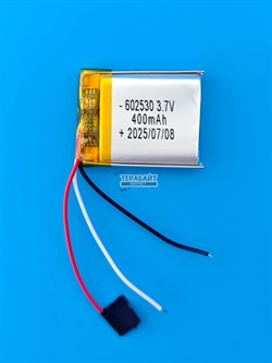 Аккумулятор 3.7v 400mAh 3pin 3 провода 602530 Li-Pol универсальная аккумуляторная батарея 6x25х30 - фото 194883