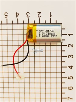 Аккумулятор 3.7v 380mAh 2pin 2 провода 801730 Li-Pol универсальная аккумуляторная батарея 8x17х30 - фото 195829