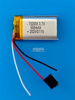 Аккумулятор 3.7v 500mAh 3pin 3 провода 702035 Li-Pol универсальная аккумуляторная батарея 7x20х35 - фото 196036