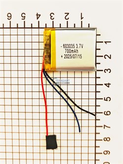Аккумулятор 3.7v 700mAh 3pin 3 провода 603035 Li-Pol универсальная аккумуляторная батарея 6x30х35 - фото 196081