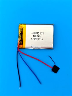 Аккумулятор 3.7v 400mAh 3pin 3 провода 403040 Li-Pol универсальная аккумуляторная батарея 4x30х40 - фото 196122