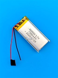Аккумулятор 3.7v 1300mAh 2pin 2 провода 902550 Li-Pol универсальная аккумуляторная батарея 9x25х50 - фото 197046