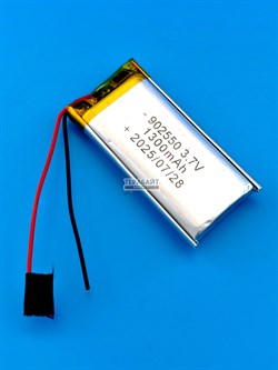 Аккумулятор 3.7v 1300mAh 2pin 2 провода 902550 Li-Pol универсальная аккумуляторная батарея 9x25х50 - фото 197048