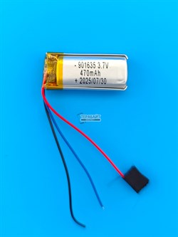 Аккумулятор 3.7v 470mAh 3pin 3 провода 901635 Li-Pol универсальная аккумуляторная батарея 9x16х35 - фото 197101