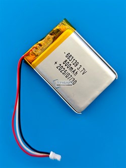 Аккумулятор 3.7v 800mAh 3pin 3 провода + разъем (фишка) коннектор 683139 Li-Pol универсальная аккумуляторная батарея 6.8x31x39 - фото 197128