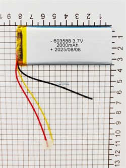Аккумулятор 3.7v 2000mAh 3pin 3 провода 603588 Li-Pol универсальная аккумуляторная батарея 6x35х88 - фото 197192