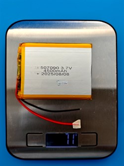 Аккумулятор 3.7v 4000mAh 2pin 2 провода 507090 Li-Pol универсальная аккумуляторная батарея 5x70х90 - фото 197249