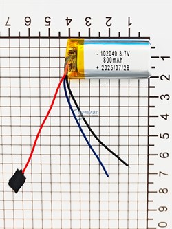 Аккумулятор 3.7v 800mAh 3pin 3 провода 102040 Li-Pol универсальная аккумуляторная батарея 10x20х40 - фото 197290