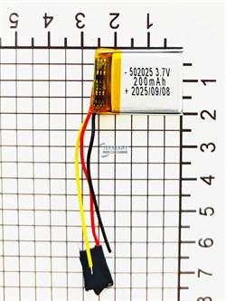 Аккумулятор 3.7v 200mAh 3pin 3 провода 502025 Li-Pol универсальная аккумуляторная батарея 5x20х25 - фото 200223