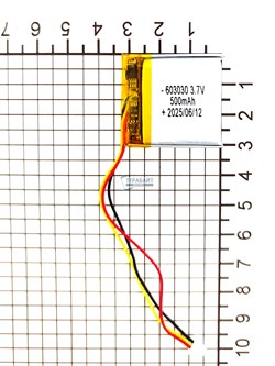 Аккумулятор 3.7v 650mAh 3pin 3 провода + разъем (фишка) коннектор 603030 Li-Pol универсальная аккумуляторная батарея 6x30x30 - фото 200240