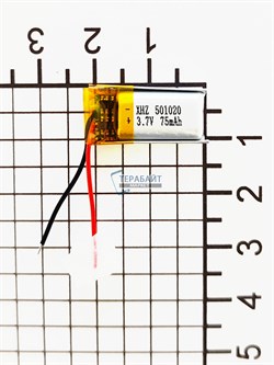 Аккумулятор 3.7v 75mAh 2pin 2 провода 501020 Li-Pol универсальная аккумуляторная батарея 5x10х20 - фото 200259