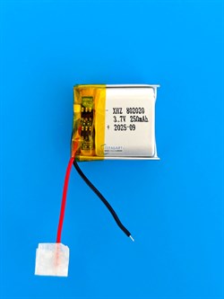 Аккумулятор 3.7v 250mAh 2pin 2 провода 802020 Li-Pol универсальная аккумуляторная батарея 8x20х20 - фото 200328