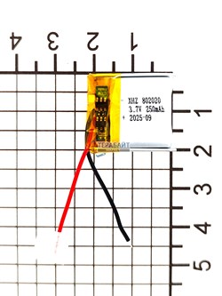 Аккумулятор 3.7v 250mAh 2pin 2 провода 802020 Li-Pol универсальная аккумуляторная батарея 8x20х20 - фото 200331