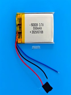 Аккумулятор 3.7v 550mAh 3pin 3 провода 503035 Li-Pol универсальная аккумуляторная батарея 5x30х35 - фото 200347