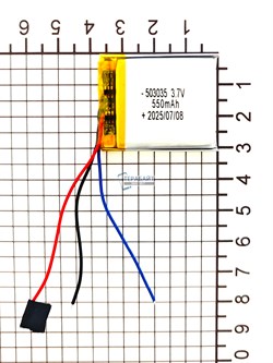 Аккумулятор 3.7v 550mAh 3pin 3 провода 503035 Li-Pol универсальная аккумуляторная батарея 5x30х35 - фото 200350