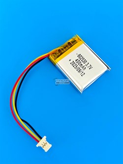 Аккумулятор 3.7v 400mAh 3pin 3 провода + разъем (фишка) коннектор 602530 Li-Pol универсальная аккумуляторная батарея 6x25x30 - фото 200538