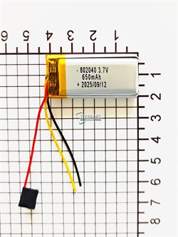 Аккумулятор 3.7v 650mAh 3pin 3 провода 802040 Li-Pol универсальная аккумуляторная батарея 8x20х40 - фото 201344