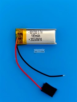 Аккумулятор 3.7v 180mAh 2pin 2 провода 601230 Li-Pol универсальная аккумуляторная батарея 6x12х30 - фото 201453