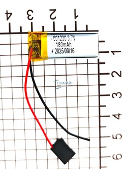 Аккумулятор 3.7v 180mAh 2pin 2 провода 601230 Li-Pol универсальная аккумуляторная батарея 6x12х30 - фото 201458