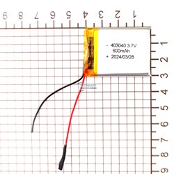 Аккумулятор 3.7v 600mAh 2pin 2 провода 403040 Li-Pol универсальная аккумуляторная батарея 4x30х40 - фото 202703