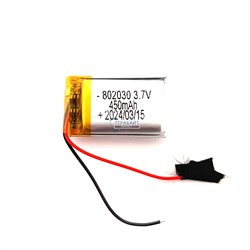 Аккумулятор 3.7v 450mAh 8x20x30 / 802030 / 30мм на 20мм на 8мм - фото 202810