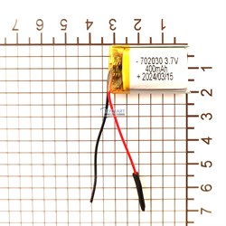 Аккумулятор 400mAh универсальный 2 провода 3.7v 7x20x30 Li-Pol батарея 702030 072030 - фото 202828