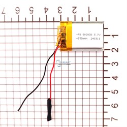 Аккумулятор 335mAh универсальный 2 провода 3.7v 5x20x30 Li-Pol батарея 502030 052030 - фото 202840