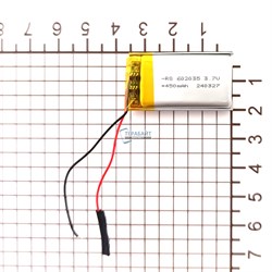 Аккумулятор 450mAh универсальный 2 провода 3.7v 6x20x35 Li-Pol батарея 602035 062035 - фото 202872
