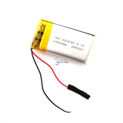 Аккумулятор 450mAh универсальный 2 провода 3.7v 6x20x35 Li-Pol батарея 602035 062035 - фото 202875