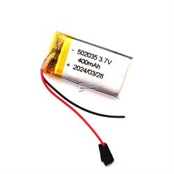 Аккумулятор 400mAh универсальный 2 провода 3.7v 5x20x35 Li-Pol батарея 502035 052035 - фото 202881
