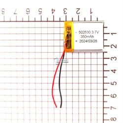 Аккумулятор универсальный 2 провода 3.7v 350mAh 5x25x30 Li-Pol батарея 502530 052530 - фото 202895