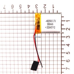 Аккумулятор универсальный 2 провода 3.7v 300mAh 4x25x30 Li-Pol батарея код акб 402530 - фото 202923