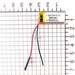 Аккумулятор универсальный 601530 2 провода 3.7v 200mAh Li-Pol батарея 2pin + плата - фото 202941