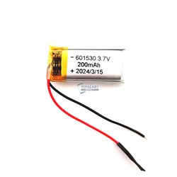 Аккумулятор универсальный 601530 2 провода 3.7v 200mAh Li-Pol батарея 2pin + плата - фото 202943
