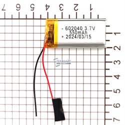 Аккумулятор 3.7v 550mAh 6x20x40 / 602040 / 40мм на 20мм на 6мм - фото 202954