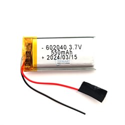 Аккумулятор 3.7v 550mAh 6x20x40 / 602040 / 40мм на 20мм на 6мм - фото 202958