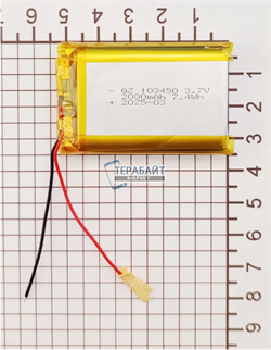 Аккумулятор 3.7v 2000mAh 10x34x50 / 103450 / 50мм на 34мм на 10мм - фото 203016