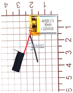 Аккумулятор 401520 2 провода 3.7v 80mAh Li-Pol батарея с платой универсальная - фото 203037