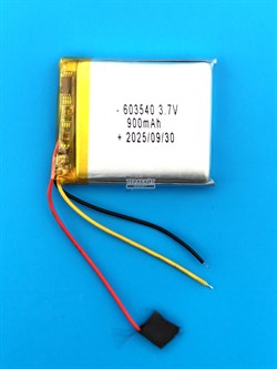 Аккумулятор 3.7v 900mAh 3pin 3 провода 603540 Li-Pol универсальная аккумуляторная батарея 6x35x40 - фото 203944