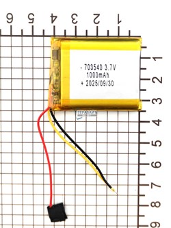 Аккумулятор 3.7v 1000mAh 3pin 3 провода 703540 Li-Pol универсальная аккумуляторная батарея 7x35x40 - фото 203967
