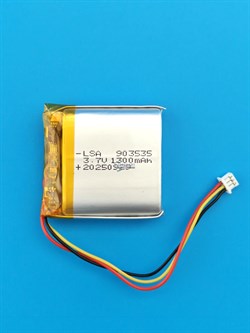 Аккумулятор 3.7v 1300mAh 3pin 3 провода + разъем (фишка) коннектор 903535 Li-Pol универсальная аккумуляторная батарея 9x35x35 - фото 204003